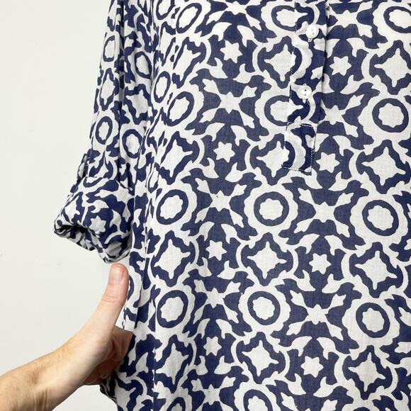 Roberta Roller Rabbit Women's Mouffa Shirt Dress M Blue White Print Long Sleeve - Picture 8 of 12
